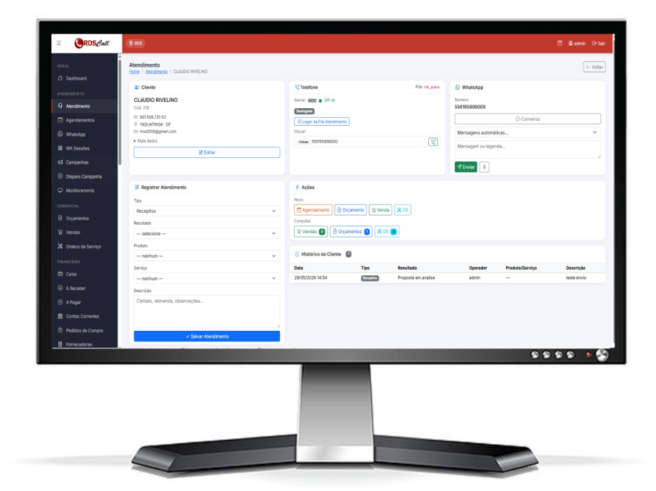 RDSCall Gestao call center telemarketing de Vendas, Cobranca e Clinica